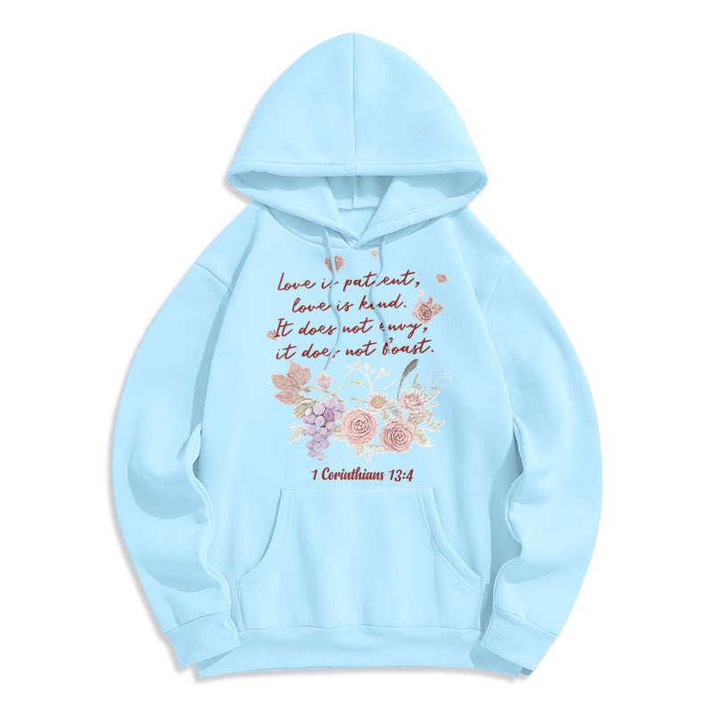 1 Corinthians 13:4 Love is Patient Fleece Lined Polyester Hoodie