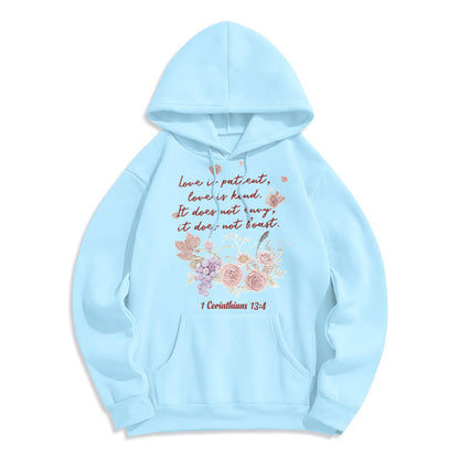 1 Corinthians 13:4 Love is Patient Fleece Lined Polyester Hoodie