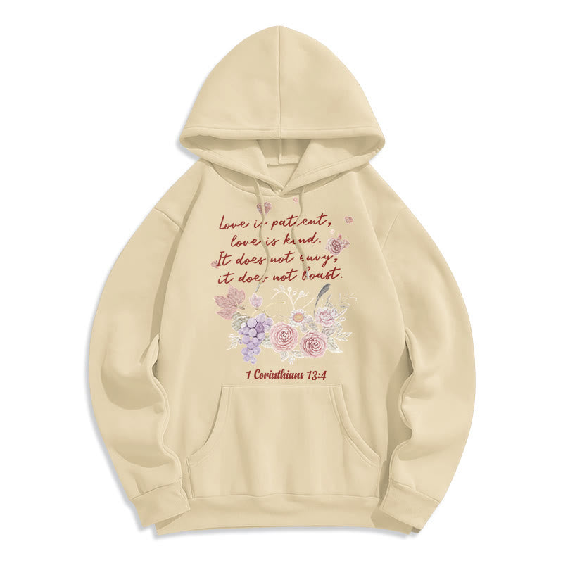 1 Corinthians 13:4 Love is Patient Fleece Lined Polyester Hoodie