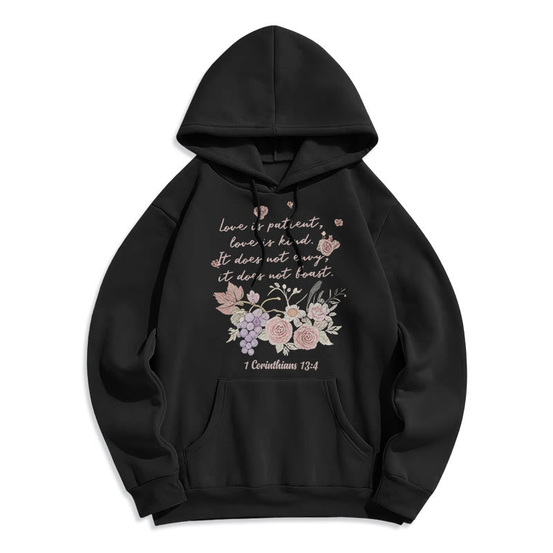 1 Corinthians 13:4 Love is Patient Fleece Lined Polyester Hoodie
