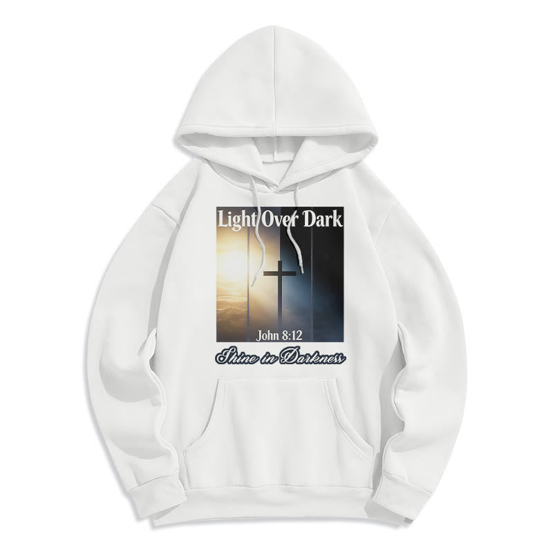 John 8:12 Shine in Darkness Fleece Lined Polyester Hoodie