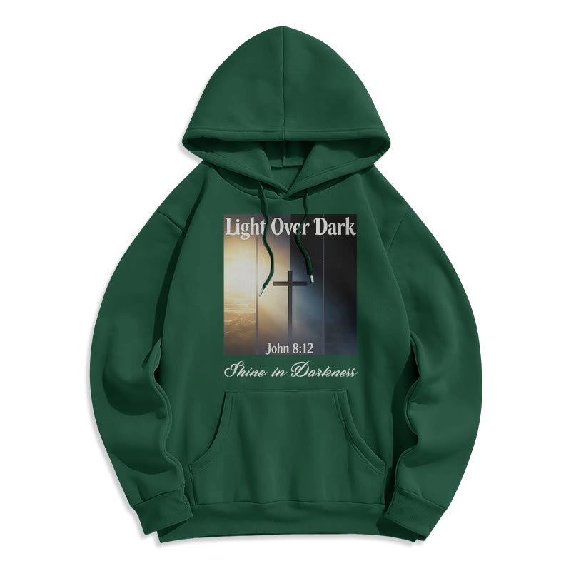 John 8:12 Shine in Darkness Fleece Lined Polyester Hoodie