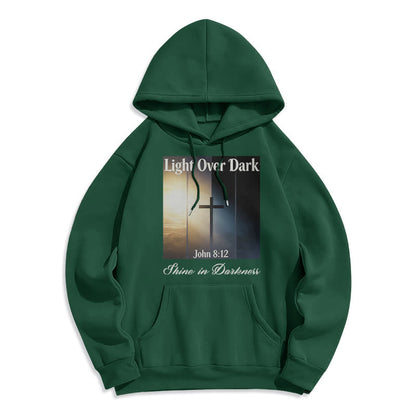 John 8:12 Shine in Darkness Fleece Lined Polyester Hoodie