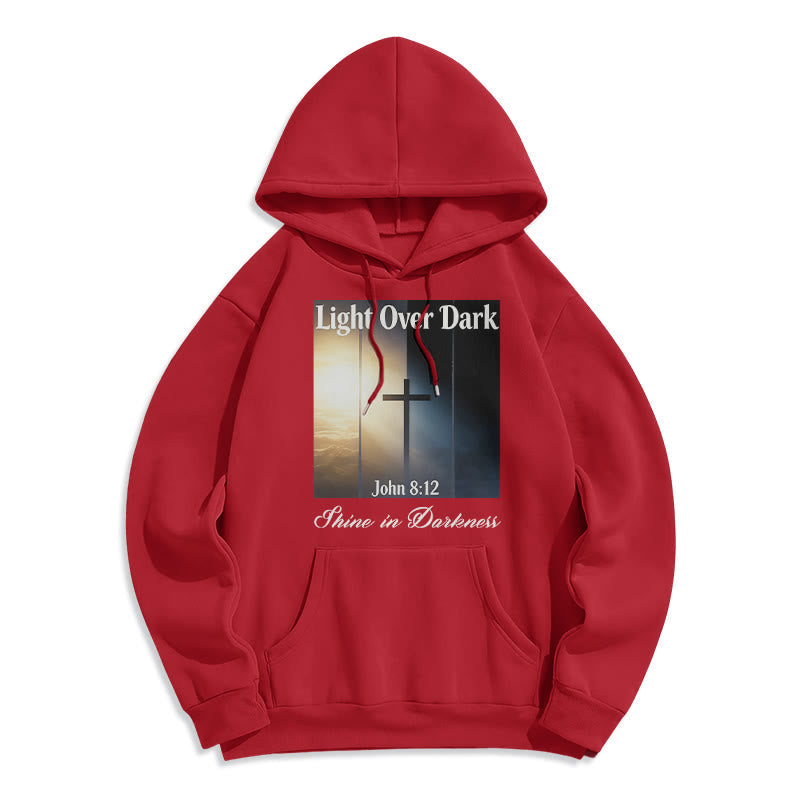 John 8:12 Shine in Darkness Fleece Lined Polyester Hoodie