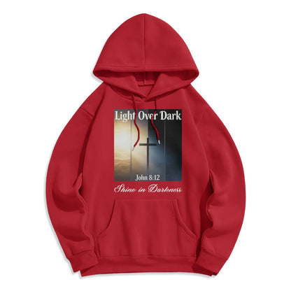 John 8:12 Shine in Darkness Fleece Lined Polyester Hoodie