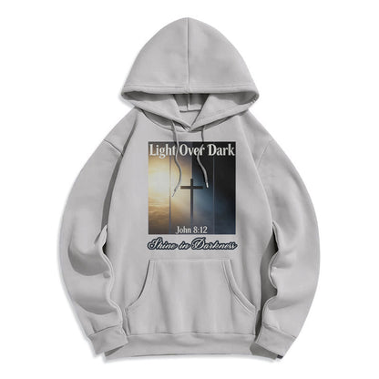 John 8:12 Shine in Darkness Fleece Lined Polyester Hoodie