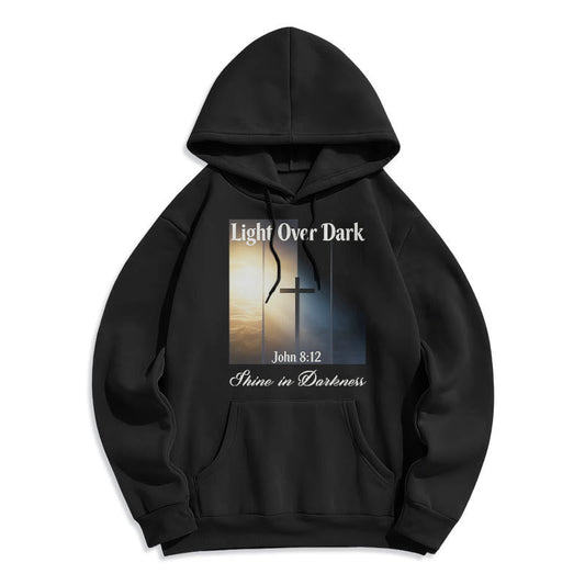 John 8:12 Shine in Darkness Fleece Lined Polyester Hoodie