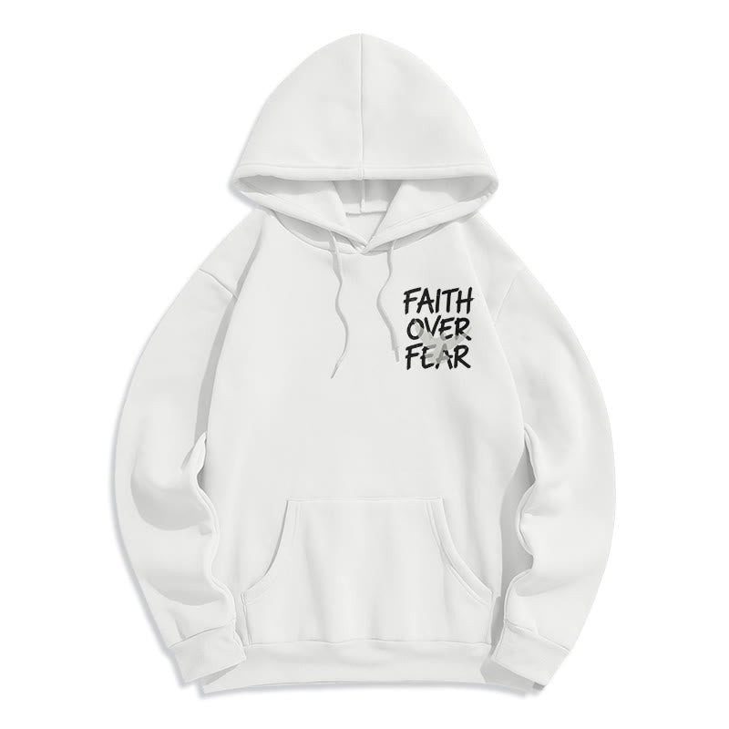 Faith Over Fear 2 Timothy 1:7 Fleece Lined Polyester Hoodie