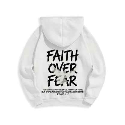 Faith Over Fear 2 Timothy 1:7 Fleece Lined Polyester Hoodie