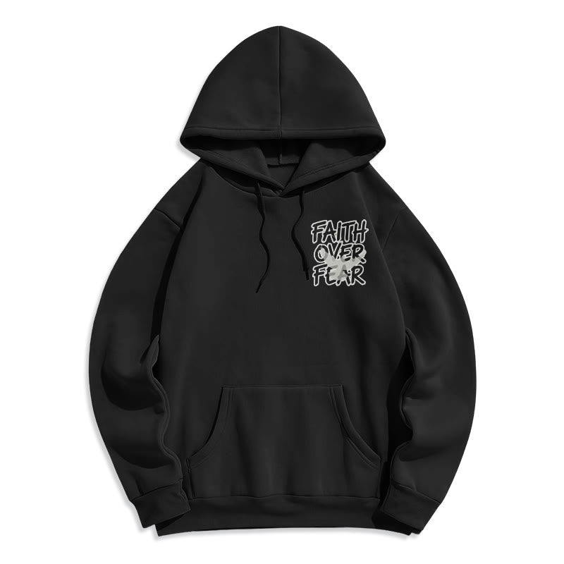 Faith Over Fear 2 Timothy 1:7 Fleece Lined Polyester Hoodie