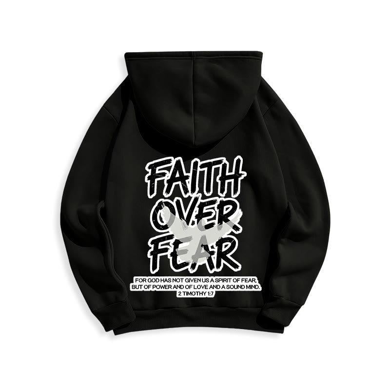 Faith Over Fear 2 Timothy 1:7 Fleece Lined Polyester Hoodie