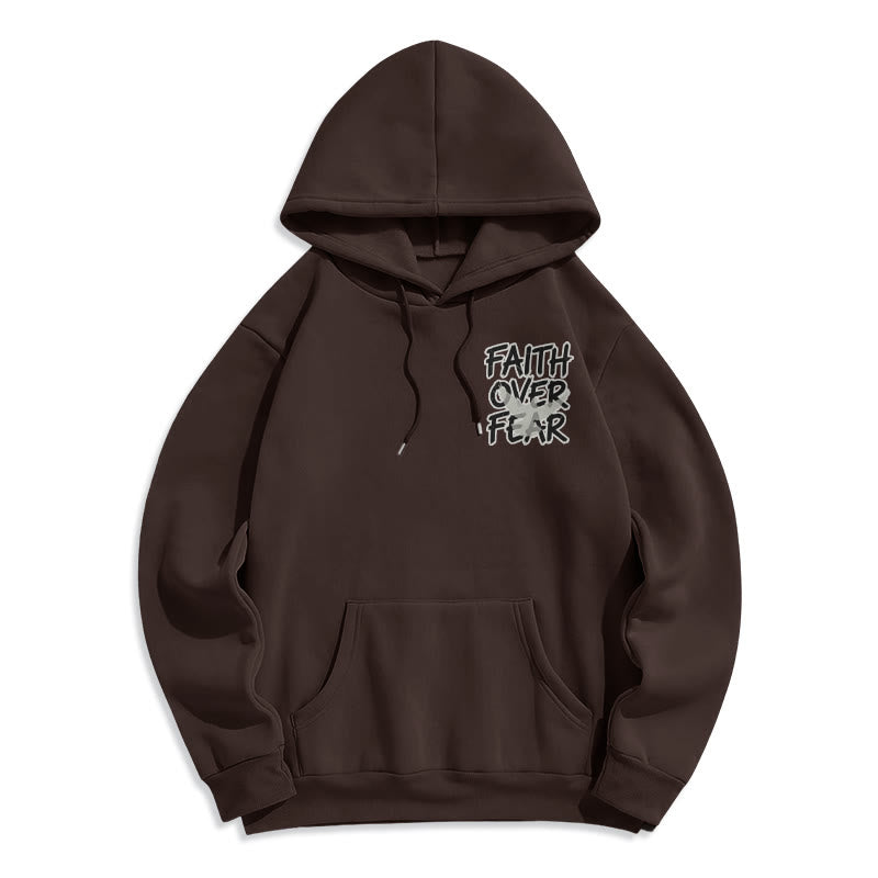 Faith Over Fear 2 Timothy 1:7 Fleece Lined Polyester Hoodie