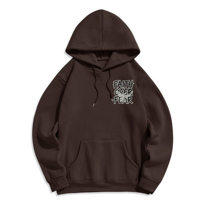 Faith Over Fear 2 Timothy 1:7 Fleece Lined Polyester Hoodie