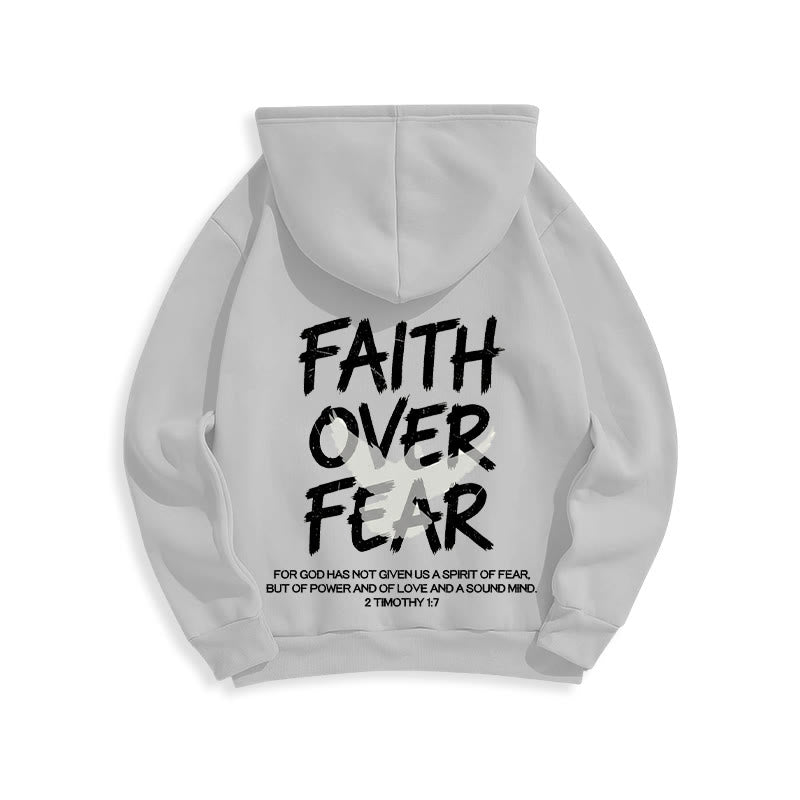 Faith Over Fear 2 Timothy 1:7 Fleece Lined Polyester Hoodie