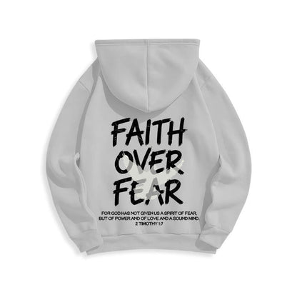 Faith Over Fear 2 Timothy 1:7 Fleece Lined Polyester Hoodie