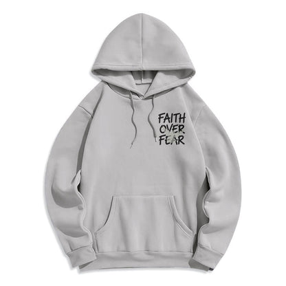 Faith Over Fear 2 Timothy 1:7 Fleece Lined Polyester Hoodie