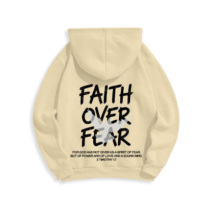 Faith Over Fear 2 Timothy 1:7 Fleece Lined Polyester Hoodie