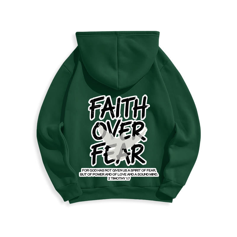 Faith Over Fear 2 Timothy 1:7 Fleece Lined Polyester Hoodie