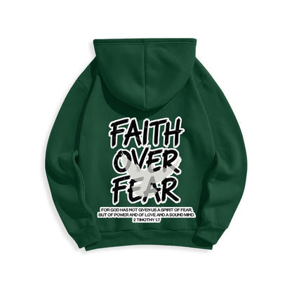 Faith Over Fear 2 Timothy 1:7 Fleece Lined Polyester Hoodie