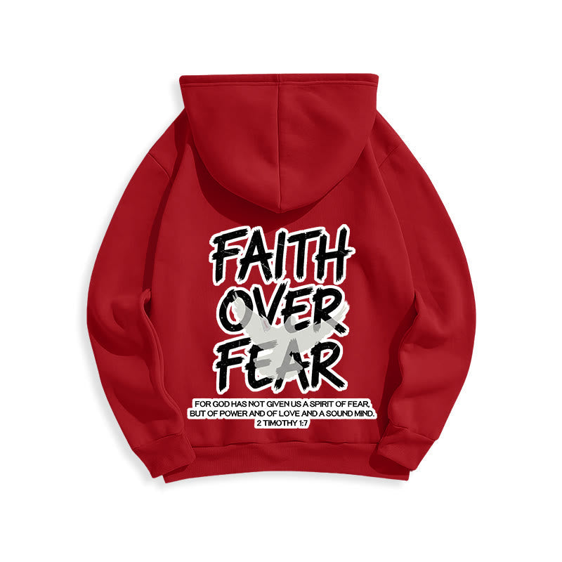 Faith Over Fear 2 Timothy 1:7 Fleece Lined Polyester Hoodie