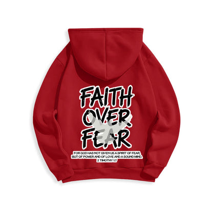 Faith Over Fear 2 Timothy 1:7 Fleece Lined Polyester Hoodie
