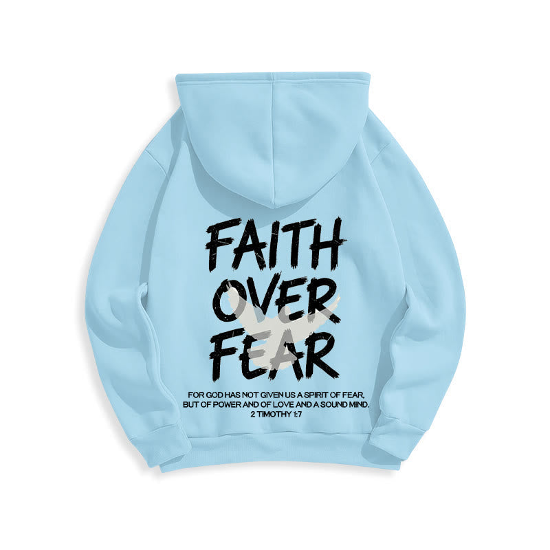 Faith Over Fear 2 Timothy 1:7 Fleece Lined Polyester Hoodie