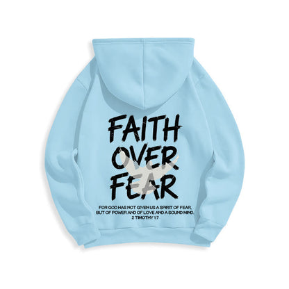 Faith Over Fear 2 Timothy 1:7 Fleece Lined Polyester Hoodie
