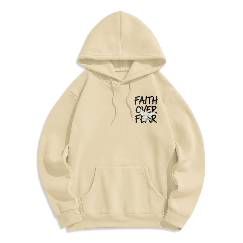 Faith Over Fear 2 Timothy 1:7 Fleece Lined Polyester Hoodie