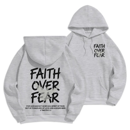 Faith Over Fear 2 Timothy 1:7 Fleece Lined Polyester Hoodie