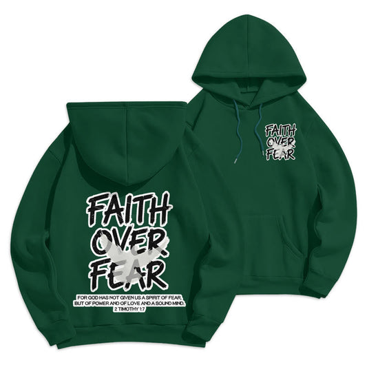Faith Over Fear 2 Timothy 1:7 Fleece Lined Polyester Hoodie