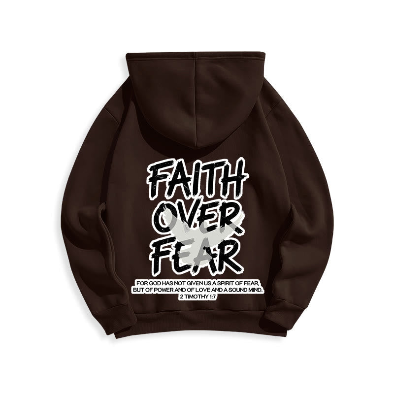 Faith Over Fear 2 Timothy 1:7 Fleece Lined Polyester Hoodie