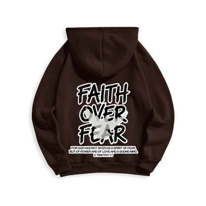 Faith Over Fear 2 Timothy 1:7 Fleece Lined Polyester Hoodie