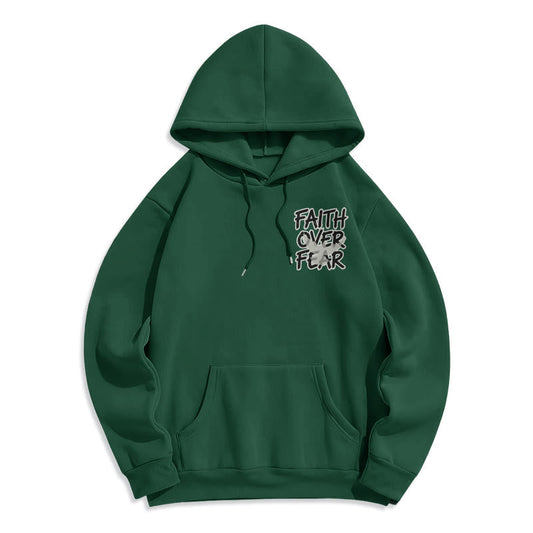 Faith Over Fear 2 Timothy 1:7 Fleece Lined Polyester Hoodie