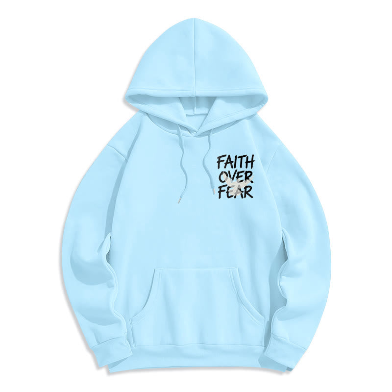 Faith Over Fear 2 Timothy 1:7 Fleece Lined Polyester Hoodie