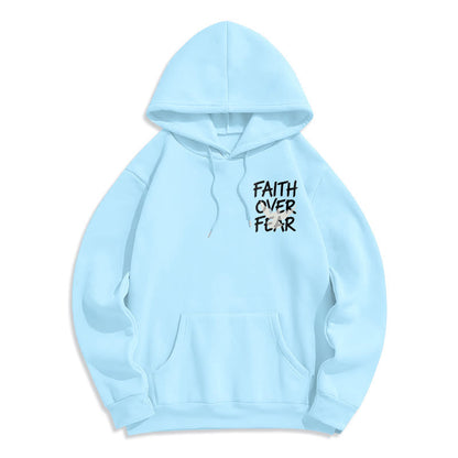 Faith Over Fear 2 Timothy 1:7 Fleece Lined Polyester Hoodie