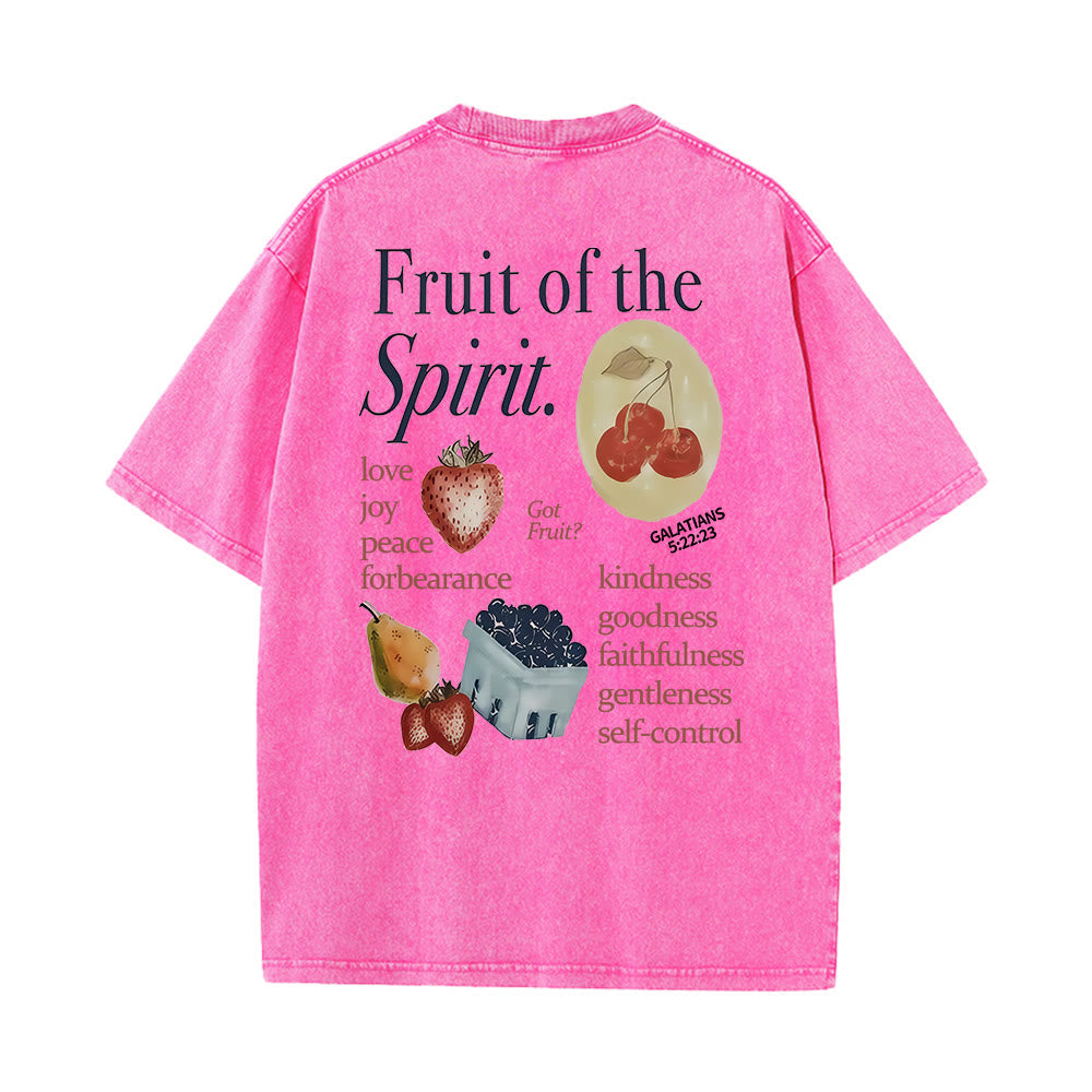 Christianartworkshop Fruit Of The Spirit Double Sided Unisex Washed T-shirt