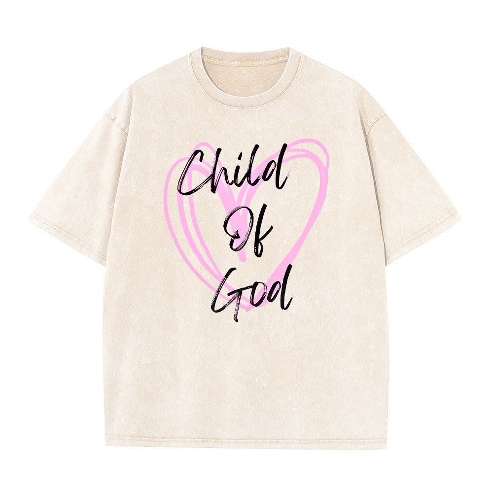 Christianartworkshop Romantic Child of God with Sacred Heart Unisex Washed T-Shirt