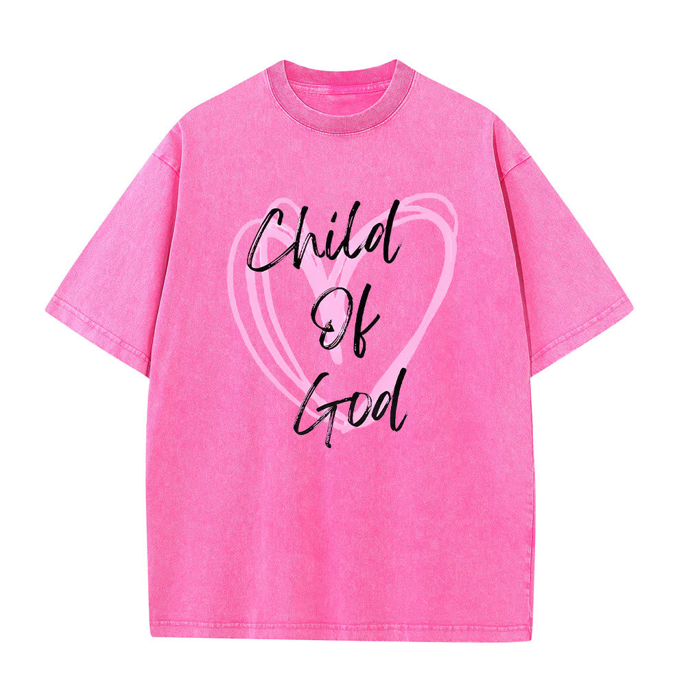 Christianartworkshop Romantic Child of God with Sacred Heart Unisex Washed T-Shirt