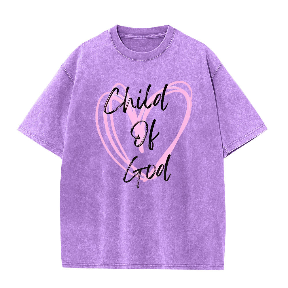 Christianartworkshop Romantic Child of God with Sacred Heart Unisex Washed T-Shirt