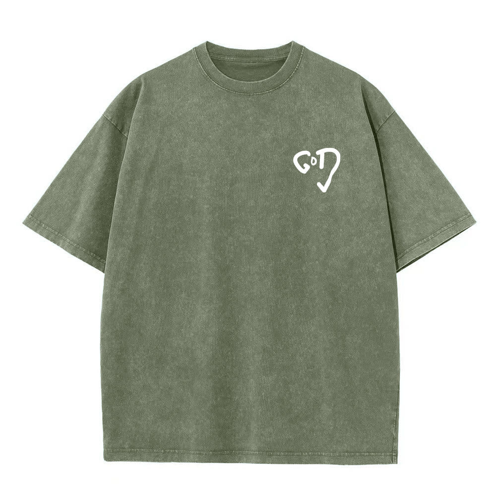 Christianartworkshop God Heart Unisex Washed T-shirt