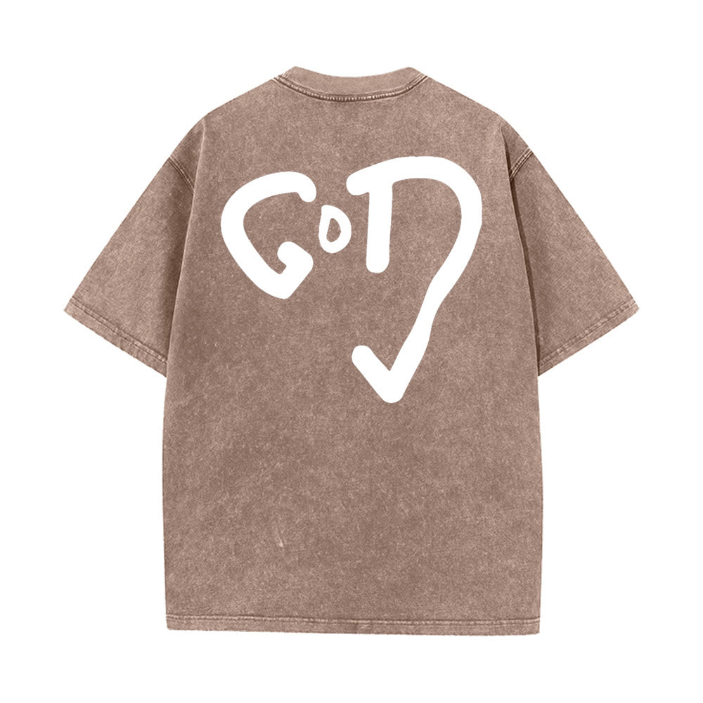 Christianartworkshop God Heart Unisex Washed T-shirt