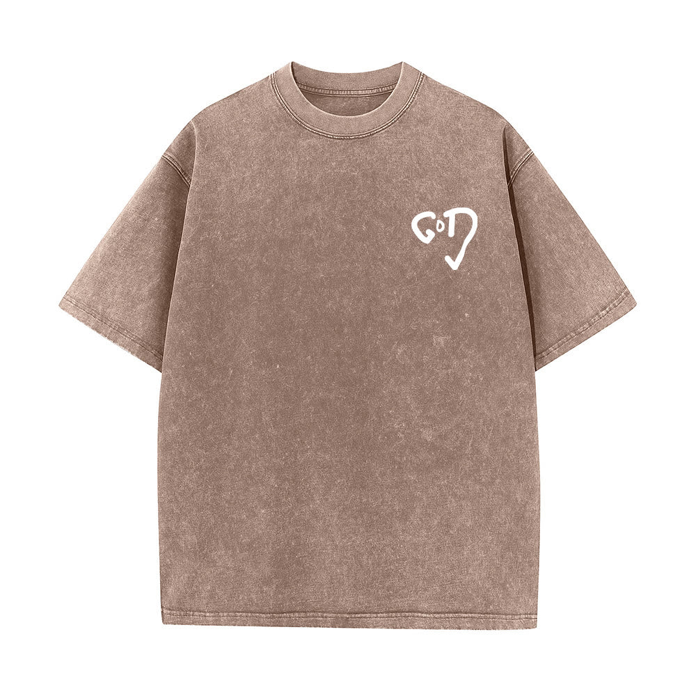 Christianartworkshop God Heart Unisex Washed T-shirt