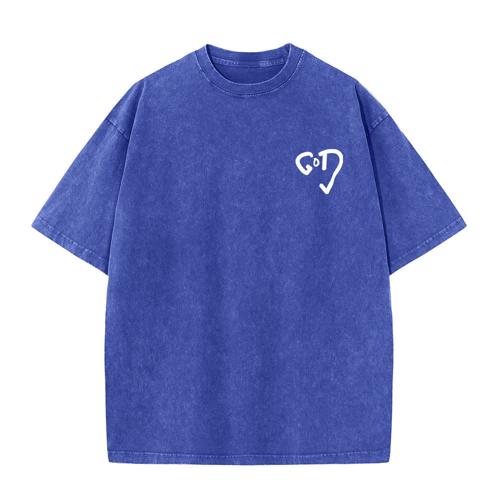 Christianartworkshop God Heart Unisex Washed T-shirt