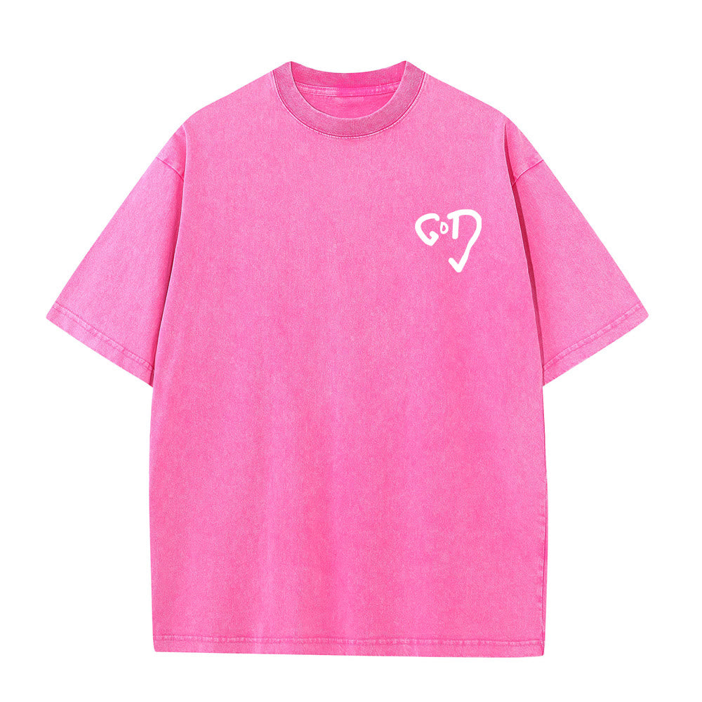 Christianartworkshop God Heart Unisex Washed T-shirt