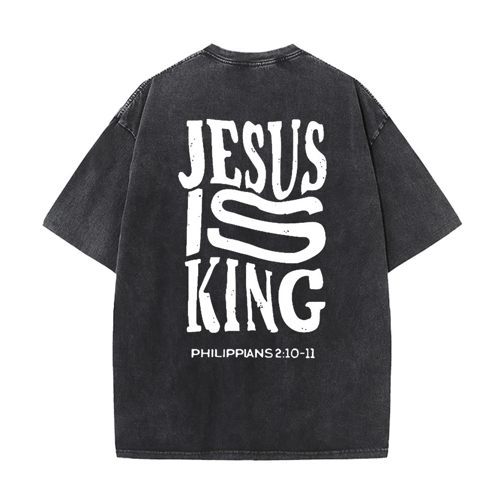 Christianartworkshop Jesus Is King Graphic Unisex Washed T-Shirt