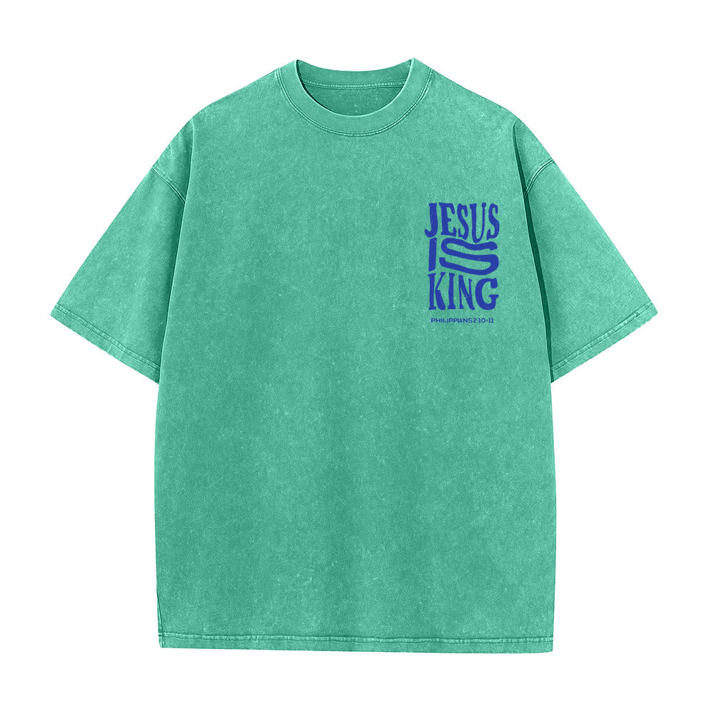 Christianartworkshop Jesus Is King Graphic Unisex Washed T-Shirt