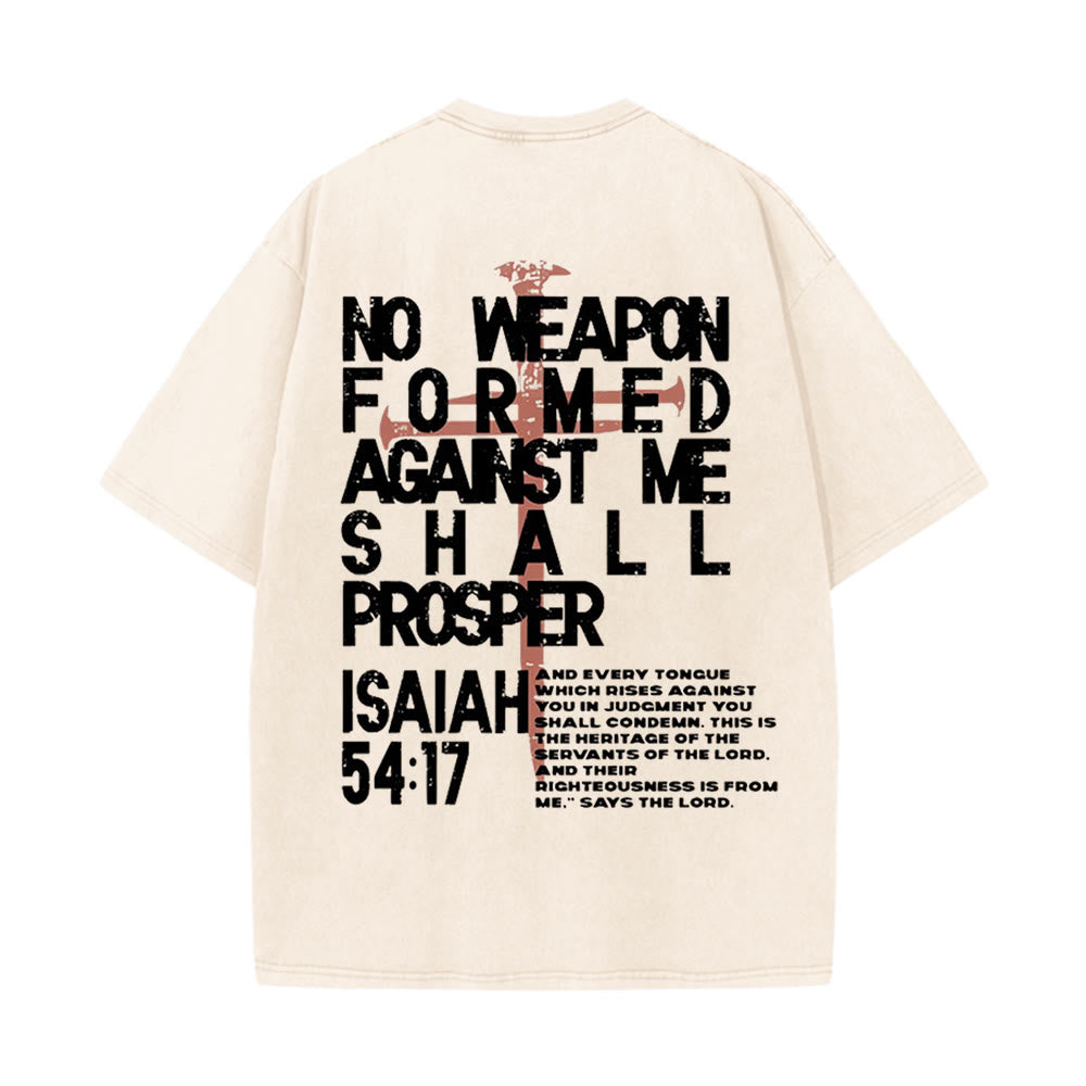 Christianartworkshop No Weapon Formed Against Me Graphic Unisex Washed T-Shirt