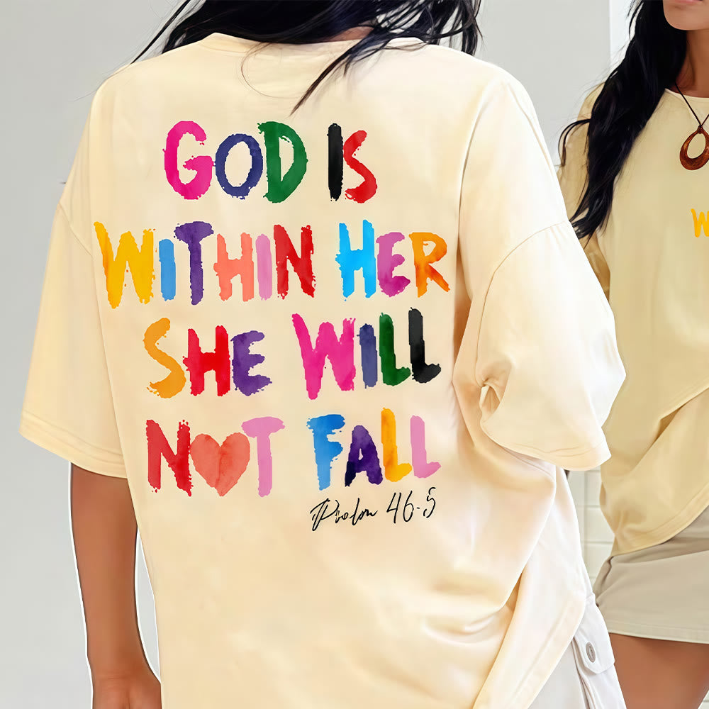 Christianartworkshop God Is Within Her She Will Not Fall Unisex Washed T-shirt