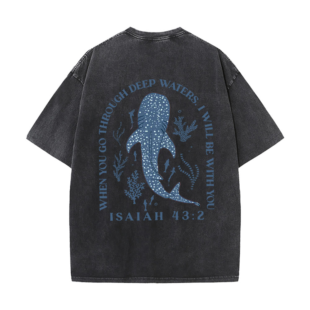 Christianartworkshop I Will Be With You Double Sided Unisex Washed T-shirt