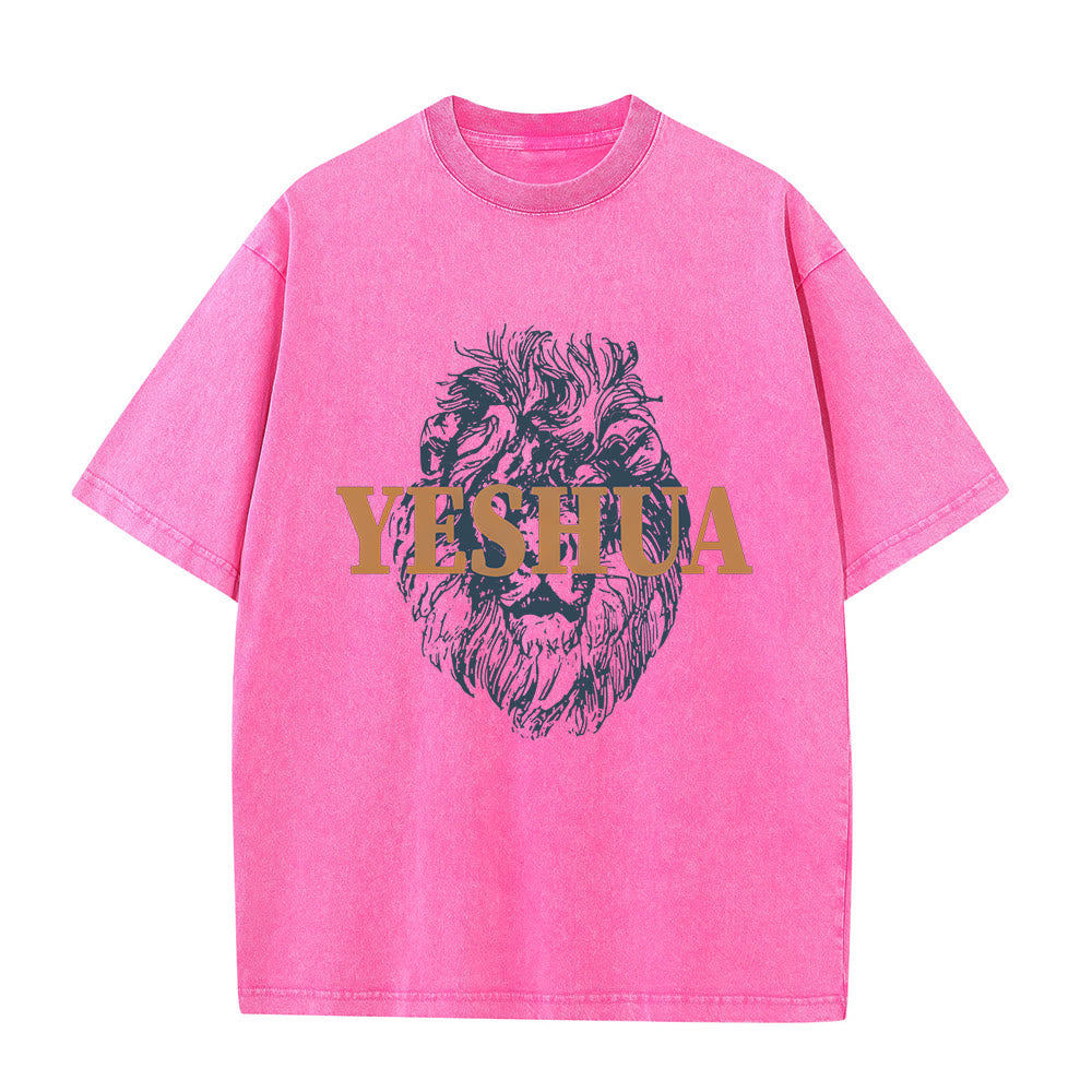 Christianartworkshop "YESHUA" Lion Head Washed T-Shirt